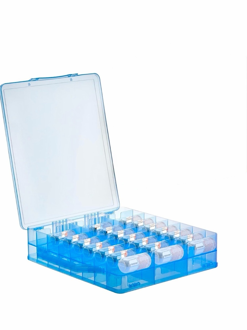 Blue Plastic Nail Polish Storage Box with Handle